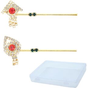 Pack of 2 Bansuri Bansi Decorative Brass God Accessories Laddu Gopal Metal Flutes Small Size for Ladoo Gopal Meenakari and Rhinestone Flutes Festival Janmashtami [Small(Size:-2" Inches Each)]