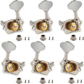 Metallor Open Gear Guitar String Tuning Pegs Machine Heads Tuners Slotted Head 1:18 Gear Ratio Tuning Keys 3L 3R for Folk Acoustic Guitar Classical Guitar Ukulele or Electric Guitar Chrome Butterbean.