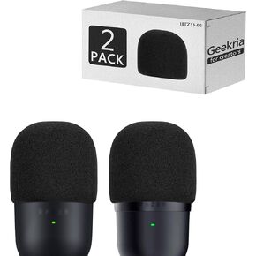 Geekria for Creators Foam Windscreen Compatible with Razer Seiren Mini, Seiren V3 Mini Microphone Antipop Foam Cover, Mic Wind Cover, Sponge Foam Filter (Black / 2 Pack)