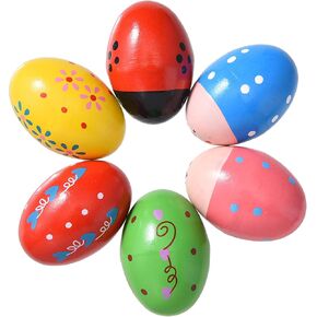 Easter Basket Stuffers, 12 Pcs Wooden Easter Eggs for Kids Babies, Egg Shakers Musical Percussion Instruments for Valentines Easter