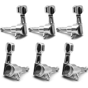 6 Pieces 3L3R Guitar Tuning Pegs Tuners Machine Heads String Tuning Keys for Acoustic Electric Guitar (Chrome)
