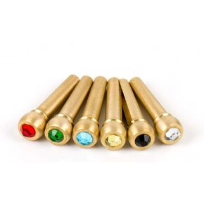 lotmusic Guitar Bridge Pins for Acoustic Classical Guitar Brass with Colourful Crystal Inlay Slotted