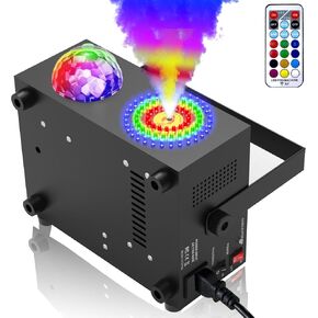 IMONE 2 in 1 Disco Ball Horizontal,Vertical Spray Fog Machine with 72 Lights in Circle,Halloween Smoke Machine Fog with Remote,Fog Machine Outdoor Indoor for Stage DJ Party