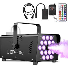 آلات الضباب مع 18 مصباح LED، آلة دخان مع 16 لونًا من تأثيرات الإضاءة القوية آلة دخان حفلات الهالوين، مع جهاز تحكم عن بعد لاسلكي سلكي، مناسبة للمهرجانات وحفلات الزفاف ومسرح دي جي. in Kuwait