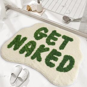 Get Naked Bath Mat, Cute Bathroom Rug for Bathroom Mat, rregular Non Slip Shower Floor MatUltra Soft Mat Funny Bathroom Decor (Black)