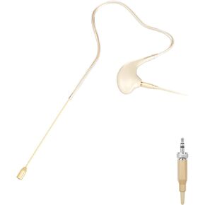 KIMAFUN Headset/Headworn Microphone Single Earset Ear-Hook Over Ear Hanging Condenser Mic Compatible with Sennheiser Wireless System Bodypack Transmitter, for Performance, Theater, Lecture - Beige C2