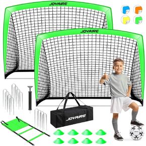 Soccer Goals for Backyard Set, Portable Kids Soccer Goal 2 of 6' x 4', Soccer Net Soccer Training Equipment with Size 4 Soccer Ball, Carry Bag, Youth, Games, Sports, Outdoor Play(Blue)