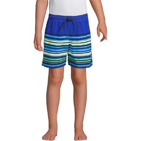 Lands' End Boys Active Stretch Swim Trunk Deep Sea Navy/Rosella Floral Kids X-Small