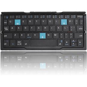 FoldingKeyboard with Stand, Quiet Aluminum Alloy Portable Pocket Size, for OS, (Black Grey)