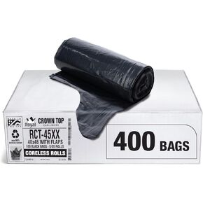 Heavy Duty 45 Gallon Trash Bags - (Huge 100 Pack/w Flap Ties) - 2.0 MIL (Equivalent) 40" x 46" Star Seal Bottom Thick Garbage Bags for Contractors, Lawn, Leaf, Yard Waste Commercial Kitchen