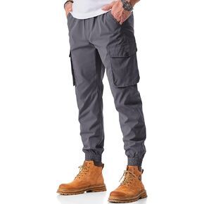 JMIERR Men's Casual Cargo Pants Stretch Elastic Waist Drawstring Tapered Pants with Pockets
