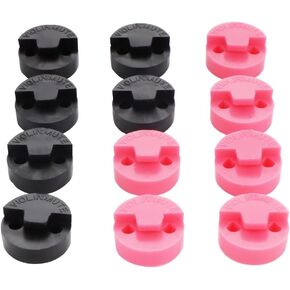 12 Pack Violin Mute Small Viola Mute Round Tourte Style Rubber Mute Practice Mute Silencer Violin and Small Viola (Black and Pink)