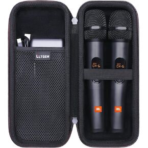 L LTGEM Case Compatible with JBL Wireless Two Microphone System/JBL PartyBox Wireless Mic, Receiver and Battery(Inside: 10.3"×3.8"×1.2"), Black