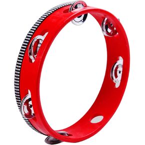 Handheld Tambourine (7 Inch) for Adults, Single Row Metal Jingles Hand Drum Percussion Music Instrument for Party Favor Church