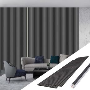 Acoustic Wood Wall Panels for Interior Wall Decor and Ceiling, 3D Wall Panels for Wall and Ceiling, Walnut 2 Pack with Customizable Plug and Play Light Kit
