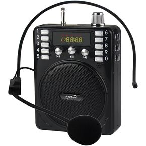 Supersonic SC-1443BT Lightweight Bluetooth Portable PA System Voice Amplifier Built-in BT Receiver, LED Display, FM, USB/SD/AUX Input Karaoke Jack, Mic, Recording & Repeat (SC-1443BT Blue)