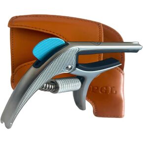 PGL Adjustable Tension Capo for Acoustic and Electric Guitars - Textured Ergonomic Grip, Quality Case, One Handed, Zinc, Buzz Free, Bridge Pin Puller, Pick Holder, Textured Pick. SILVER