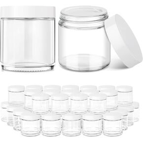 4 oz Amber Glass Jar with Lids, 48 Pack Small Glass Candle Jars with Lids & Sticker, Empty Cosmetic Containers for Sample, Cream, Spice, Lotion, Ointments