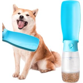 Loonpon Travel Dog Water Bottle Portable,Leak Proof,Dishwasher Safe,SGS Food Grade Material,Dog Water Bottle Dispenser for Pets Outdoor Walking, Hiking, Travel(Volume: 350ml Water+100g Food)