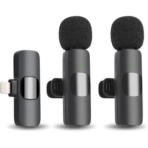 MUSBUS 2 Pack Wireless Lavalier Microphone for iPhone iPad, Mini Professional Lapel Clip on Microphones Wireless for Video Recording, Portable Mic Inalambricos for YouTube, TikTok, Podcast, Vlog, ASMR