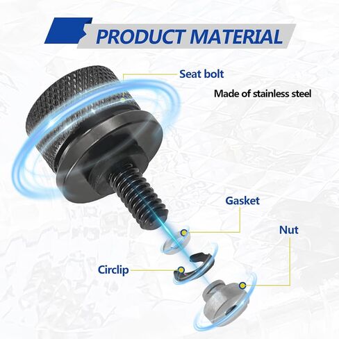 Stainless Motorcycle Seat Bolt Kit, 1/4-20 Thread Fender Seat Nut Kit Compatible with Harley Davidson 1996-2024, Silver in Saudi Arabia