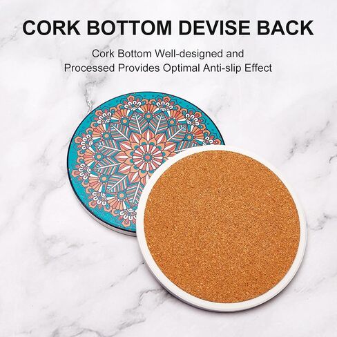 Ceramic Absorbent Coaster Set of 6 Mid Century Coasters for Drinks Modern Round Colorful Table Coasters with Holder Cool Coaster Funky Beach Coasters Cute Stone Cup Coasters in Kuwait