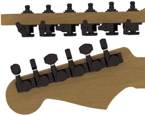 Hipshot Grip-Lock Vintage 6 موالفات قفل سوداء مضمنة موالفات جيتار كهربائي من الجانب الأحمر 8.5 مم ولوحة تركيب عالمية، أسود، مع قماش تلميع Lumintrail in Kuwait