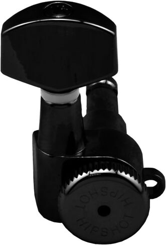 Hipshot Grip-Lock Vintage 6 موالفات قفل سوداء مضمنة موالفات جيتار كهربائي من الجانب الأحمر 8.5 مم ولوحة تركيب عالمية، أسود، مع قماش تلميع Lumintrail in Kuwait