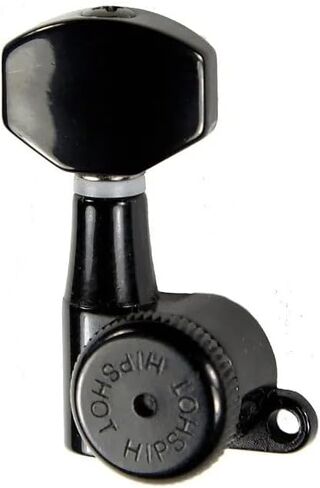 Hipshot Grip-Lock Vintage 6 موالفات قفل سوداء مضمنة موالفات جيتار كهربائي من الجانب الأحمر 8.5 مم ولوحة تركيب عالمية، أسود، مع قماش تلميع Lumintrail in Kuwait