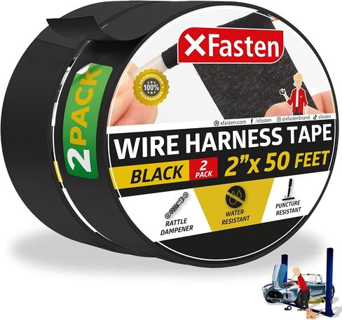 شريط تسخير الأسلاك XFasten مقاس 2 بوصة × 50 قدمًا، شريط نول سلكي مقاوم للحرارة العالية، شريط قماش لاصق، شريط قماش كهربائي للسيارات، شريط كهربائي، شريط لف أسلاك السيارات، شريط تسخير الأسلاك in Saudi Arabia