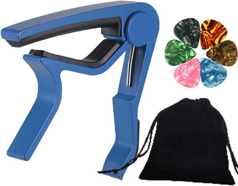 Blue Guitar Tuner Capo/Professional Ukulele Capo for Acoustic/Electric Guitar|Ukulele|Bass|Banjo|Mandolin + 6 PCS Guitar Picks+Guitar Picks Bag in Saudi Arabia