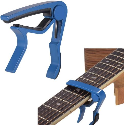 Blue Guitar Tuner Capo/Professional Ukulele Capo for Acoustic/Electric Guitar|Ukulele|Bass|Banjo|Mandolin + 6 PCS Guitar Picks+Guitar Picks Bag in Saudi Arabia