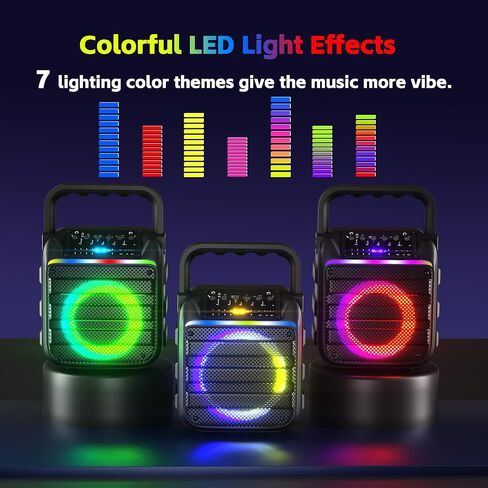 Adults Karaoke Machine with 2 Wireless Microphones, Portable Bluetooth Speaker with Bass/Treble Adjustment, PA System with Remote Control, LED Lights,Supports TF Card/USB, AUX in, FM, REC for Party in Saudi Arabia