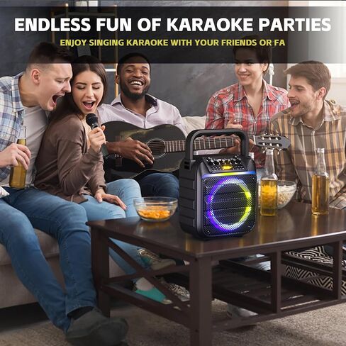 Adults Karaoke Machine with 2 Wireless Microphones, Portable Bluetooth Speaker with Bass/Treble Adjustment, PA System with Remote Control, LED Lights,Supports TF Card/USB, AUX in, FM, REC for Party in Saudi Arabia