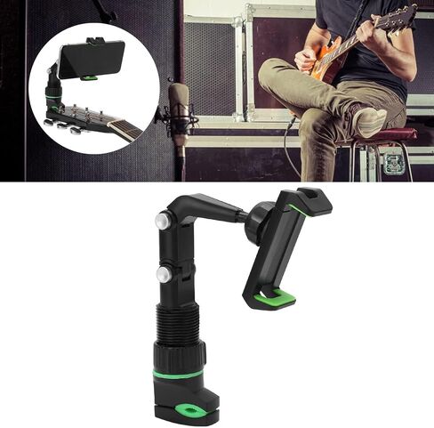 Smartphone Guitar Capo, Guitar Head Phone Holder Mount Bass Headstock Neck Clamp for Teaching Video Recording with Wiping Cloth & 10Pcs Picks, Guitar Accessories Bass Guitar Gifts in Saudi Arabia