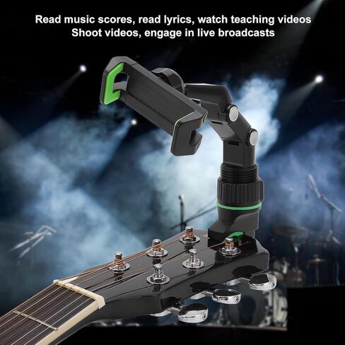 Smartphone Guitar Capo, Guitar Head Phone Holder Mount Bass Headstock Neck Clamp for Teaching Video Recording with Wiping Cloth & 10Pcs Picks, Guitar Accessories Bass Guitar Gifts in Saudi Arabia