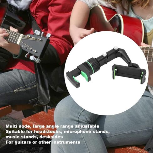 Smartphone Guitar Capo, Guitar Head Phone Holder Mount Bass Headstock Neck Clamp for Teaching Video Recording with Wiping Cloth & 10Pcs Picks, Guitar Accessories Bass Guitar Gifts in Saudi Arabia