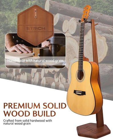 STRICH Acoustic Guitar Stand, HardWood 35.4" Height Floor Guitar Dispaly, Walnut Guitars Holder with Hanger for Home, Studio (FH1, Guitar Display) in Kuwait