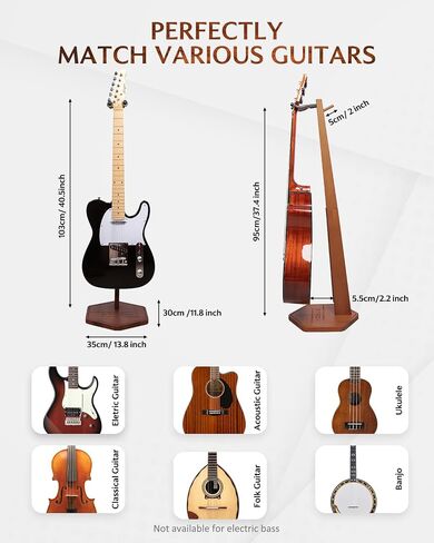 STRICH Acoustic Guitar Stand, HardWood 35.4" Height Floor Guitar Dispaly, Walnut Guitars Holder with Hanger for Home, Studio (FH1, Guitar Display) in Kuwait