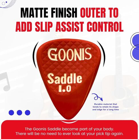 Goonis Saddle Guitar Picks | 1.0 | Guitar Picks For Acoustic & Electric Guitars | Bass Picks | Unique Saddle Design For Better Grip | Guitar & Bass Accessories in Saudi Arabia