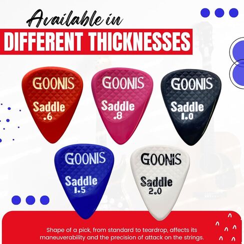 Goonis Saddle Guitar Picks | 1.0 | Guitar Picks For Acoustic & Electric Guitars | Bass Picks | Unique Saddle Design For Better Grip | Guitar & Bass Accessories in Saudi Arabia