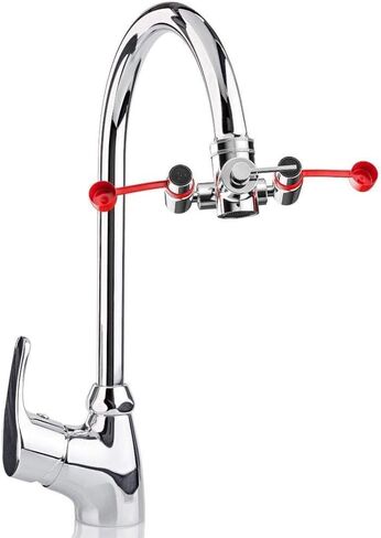 Skywin Eye Wash Kit - Black Eye Wash Units, Faucet Mounted Emergency Eye Wash Station Sink Attachment - Continuous Flow Eyewash Station with Common Sink Adapters and Inspection Tags in Saudi Arabia