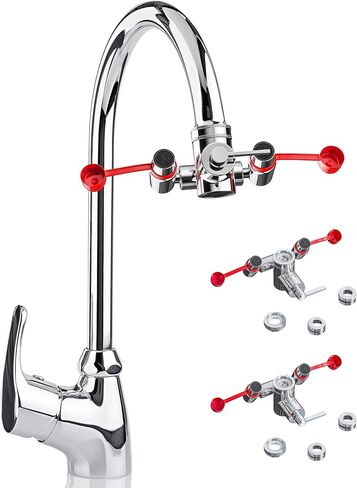 Skywin Eye Wash Kit - Black Eye Wash Units, Faucet Mounted Emergency Eye Wash Station Sink Attachment - Continuous Flow Eyewash Station with Common Sink Adapters and Inspection Tags in Saudi Arabia