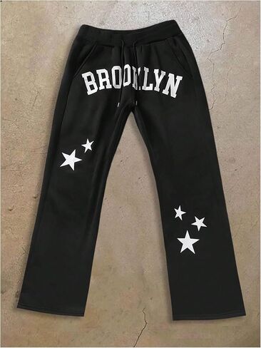 GORGLITTER Men's Graphic Baggy Sweatpants Bear Print Wide Leg Workout Stacked Sweatpants in Kuwait