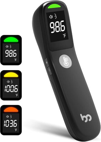 No-Touch Forehead Thermometer, 1s Accurate Reading and 3-Color Indicator, 2-in-1 Infrared Thermometer for Adults and Kids with Fever Alarm and Blue-ray Indication, White in Saudi Arabia