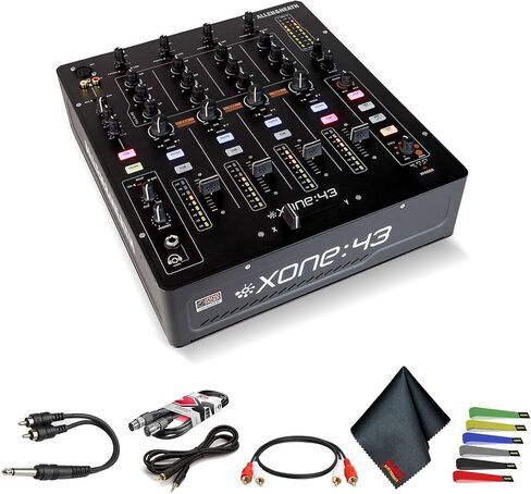 جهاز مزج الموسيقى Allen & Heath Xone 43 عالي الأداء 4+1 قناة تناظرية (AH-XONE:43) حزمة مع RCA ذكر إلى 1/4 + XLR + كابل صوت 3.5 مم 1/8 والمزيد من الملحقات in Kuwait