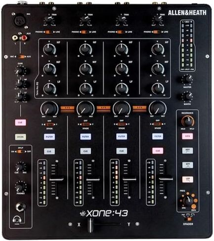 جهاز مزج الموسيقى Allen & Heath Xone 43 عالي الأداء 4+1 قناة تناظرية (AH-XONE:43) حزمة مع RCA ذكر إلى 1/4 + XLR + كابل صوت 3.5 مم 1/8 والمزيد من الملحقات in Kuwait