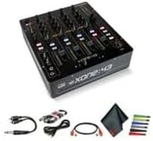 جهاز مزج الموسيقى Allen & Heath Xone 43 عالي الأداء 4+1 قناة تناظرية (AH-XONE:43) حزمة مع RCA ذكر إلى 1/4 + XLR + كابل صوت 3.5 مم 1/8 والمزيد من الملحقات in Kuwait