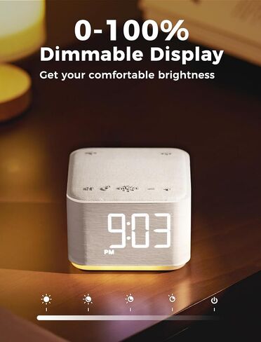 Sound Machine Alarm Clock for Bedroom: 5W Stereo Bluetooth Speaker - 25 Soothing Sounds - 8 Alarm Sounds - 8 Night Light - Noise Machine for Sleeping - Wood in Saudi Arabia