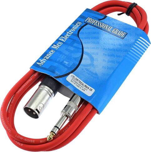 1/4" TRS to 3 Pin XLR Male Pro Audio Patch Cable Balanced and Shielded (6 foot Feet ft long, Orange) in Saudi Arabia